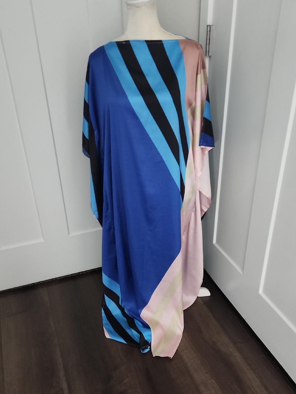 Blue and Pink Geometric Kaftan Dress